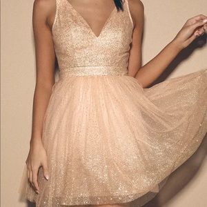 Ballerina blush pink and gold skater dress